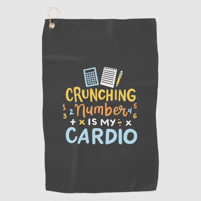 Serviette De Golf Comptable Crunchant Des Nombres Est Mon Cardio (Devant)