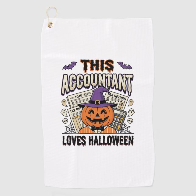 Serviette De Golf Comptable d'Halloween Drôle Saison fiscale effraya (Devant)