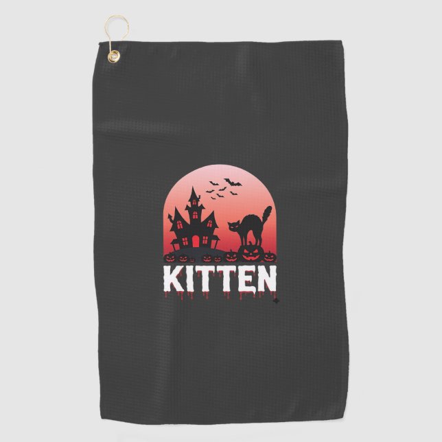 Serviette De Golf Conception de chat de maison hantée de chaton d'Ha (Devant)