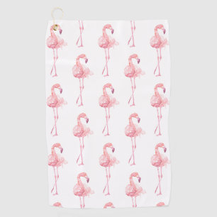 Serviette De Golf Conception de la série de Flamants roses d'appel d