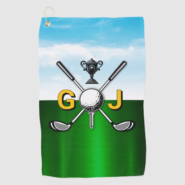 Serviette De Golf Conception de monogramme de golf élégant (Devant)