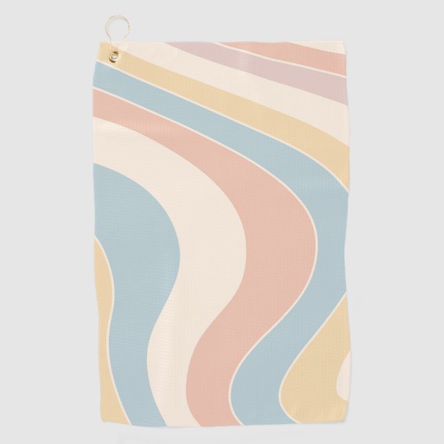 Serviette De Golf Conception des vagues de style rétro pastel super (Devant)