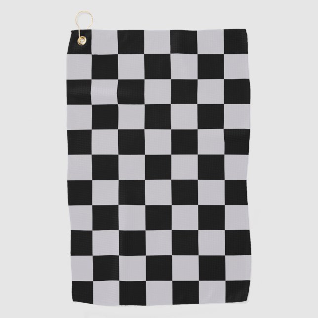 Serviette De Golf Conception du Motif du vérificateur gris cendré (Devant)