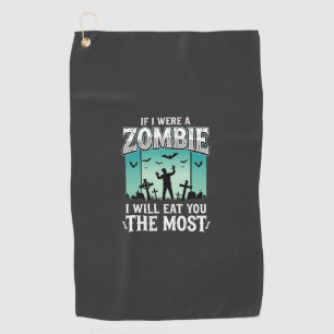 Serviette De Golf Conception Halloween Je vais te manger Zombie_1