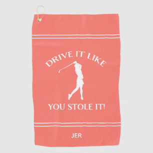 Serviette De Golf Conduisez-la Comme Si Vous L'Aviez Volée Corail Mo