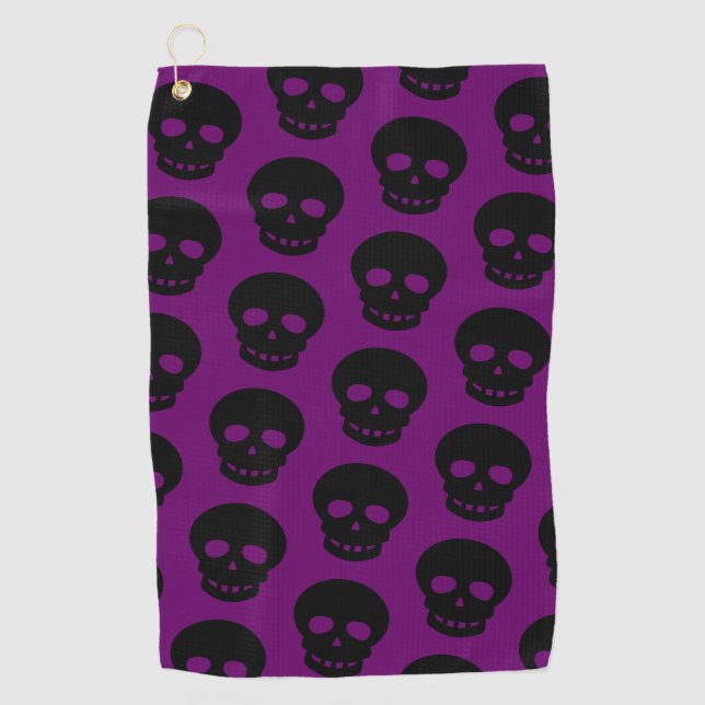 Serviette De Golf Cool noir crâne foncé violet Motif (Devant)