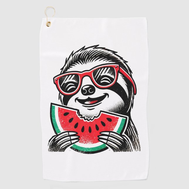 Serviette De Golf Cool Sloth Manger de la pastèque (Devant)