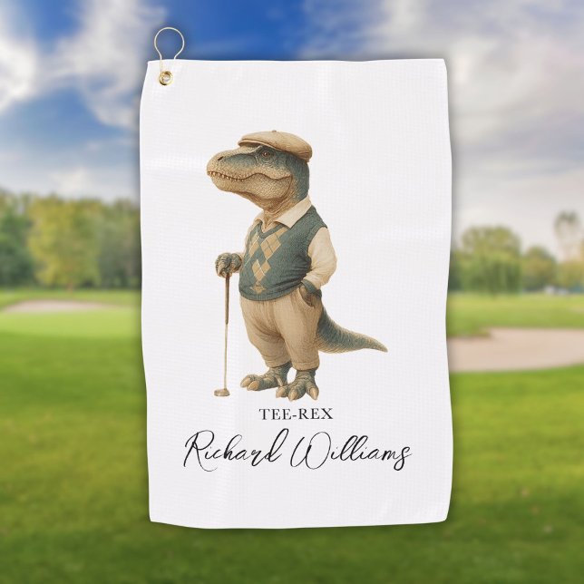 Serviette De Golf Cool Tee-Rex Golfer Dinosaur Signature Name (Cool Tee-Rex Golfer Dinosaur Signature Name Golf Towel)