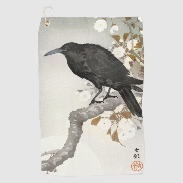 Serviette De Golf Corbeau Raven Koson Oiseau japonais (Devant)