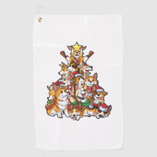 Serviette De Golf Corgi Christmas Tree Chien Père Noël Joyeux Corgma
