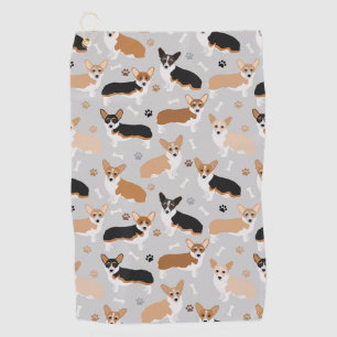 Serviette de golf Corgi Dog Paws et Bones