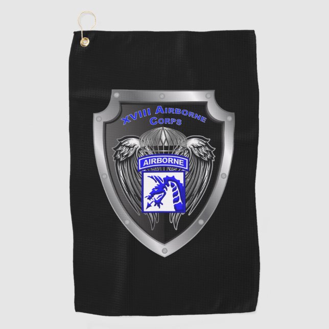 Serviette De Golf Corps aéroporté d'élite XVIII (Devant)