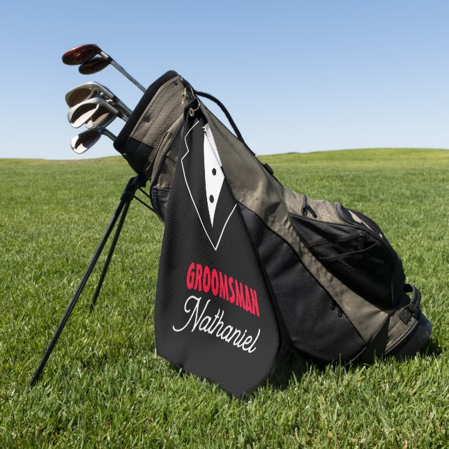 Serviette De Golf Costume de Mariage Smoking Noir, Rose Rouge, Perso (Vert)