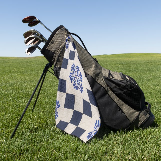 Serviette De Golf Couette bleue et blanche (Vert)