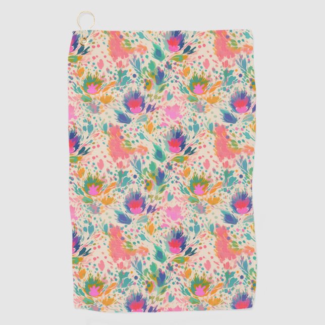 Serviette De Golf Couleur claire et pâle Messager Motif Floral (Devant)