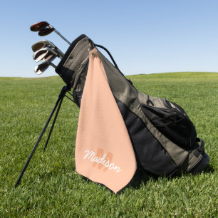 Serviette De Golf Couleur de pêche de 2024 avec nom Monogramme perso