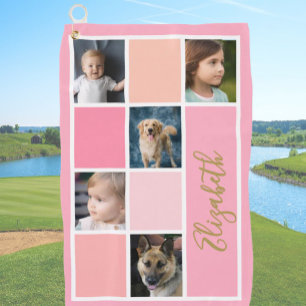 Serviette De Golf Couleur rose Bloc Modèle personnalisé Photos de la