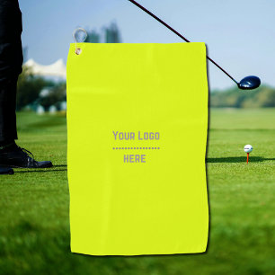 Serviette De Golf couleur solide jaune fluorescent - votre logo 