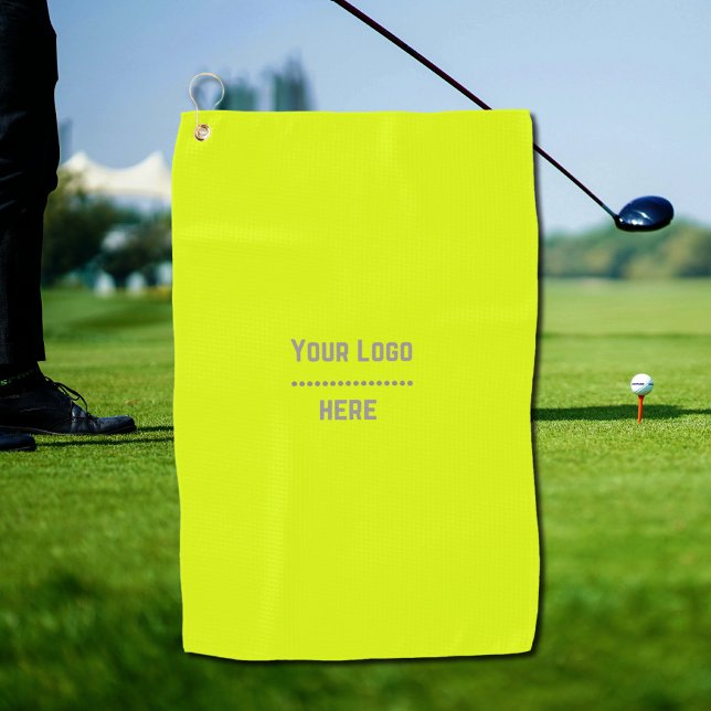 Serviette De Golf couleur solide jaune fluorescent - votre logo (Créateur téléchargé)