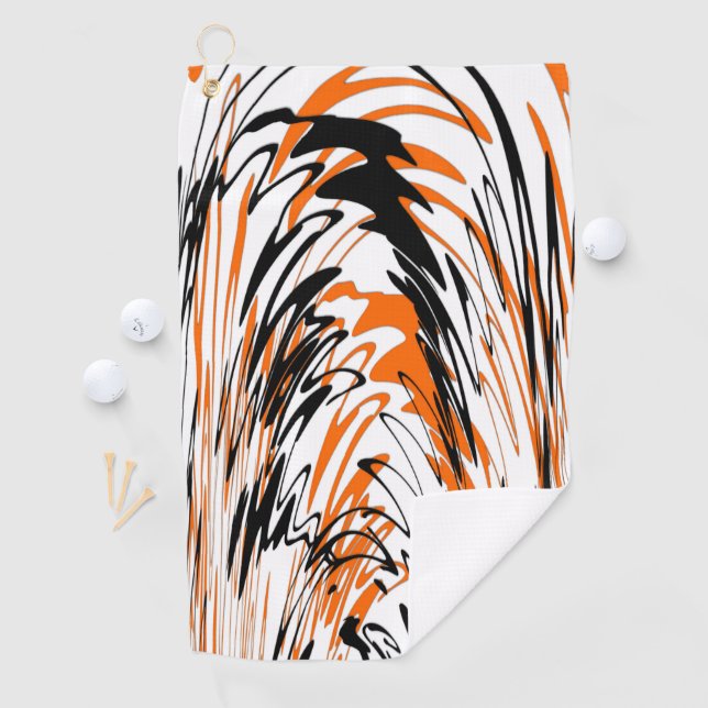 Serviette De Golf Couleurs du Bengale Orange et lignes noires (En situation)