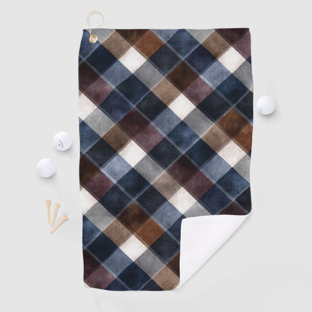 Serviette De Golf Country Blue Red White Grey Squares   (En situation)