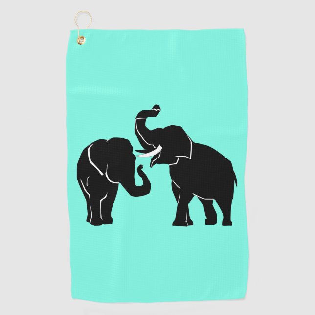 Serviette de golf Couple Elephant (Devant)