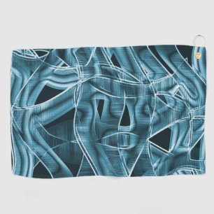 Serviette De Golf Courbes de ruban, néon bleu avec relief et chevauc