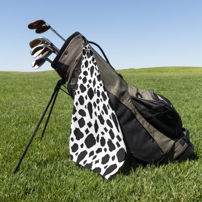 Serviette De Golf Cow Pattern Animal Print Black and White (Vert)