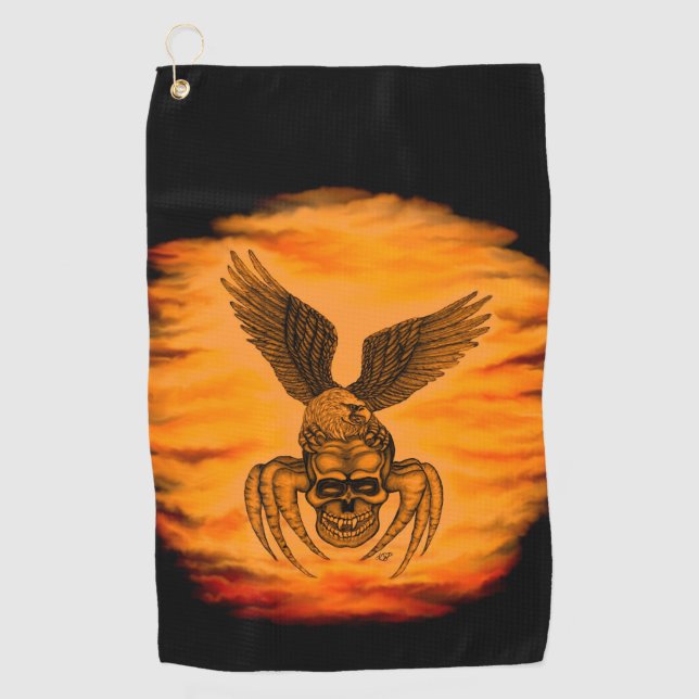 Serviette De Golf Crâne à aigle (Devant)
