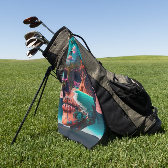 Serviette De Golf Crâne coloré (Vert)