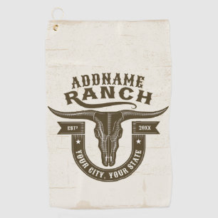 Serviette De Golf Crâne de taureau de ranch western personnalisé NOM
