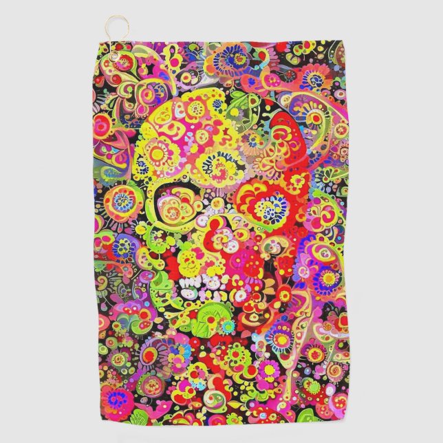 Serviette De Golf Crâne fleuri (Devant)
