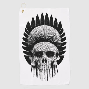 Serviette De Golf Crâne indien noir et blanc