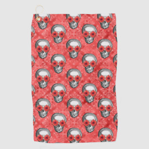 Serviette De Golf Crânes rouges et séries tournesol 13