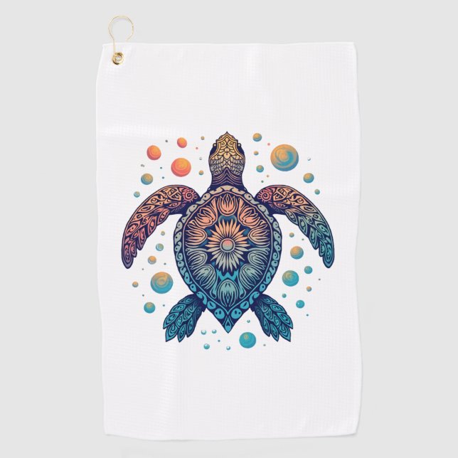 Serviette De Golf Cravate Hawaiian Sea Turtle-Dye Hawaii Vacances Pl (Devant)