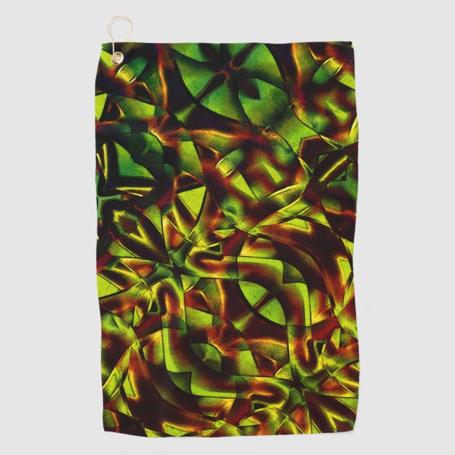 Serviette De Golf Cravates déformés de rubans verts brûlés (Devant)