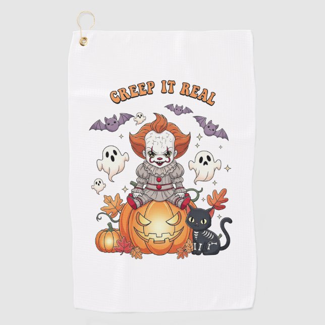Serviette De Golf Creep It Real Halloween Clown (Devant)