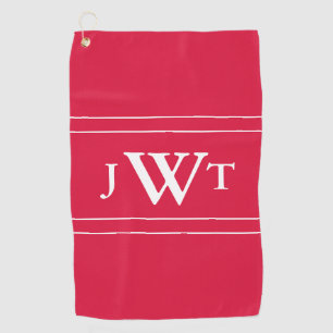 Serviette De Golf Crimson traditionnel et monogramme blanc
