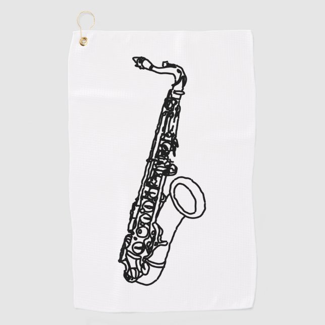Serviette De Golf Croquis de saxophone (Devant)