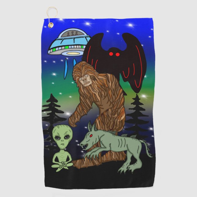 Serviette De Golf Cryptid Big Foot Alien Mothman UFO Chupacabra (Devant)
