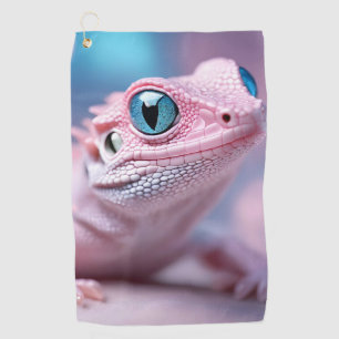 Serviette De Golf Cuisine Petit Lézard Rose aux Grands Yeux Bleus