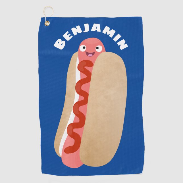 Serviette De Golf Curieux hot dog Weiner dessin animé (Devant)