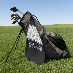Serviette De Golf Curles Design noir et blanc