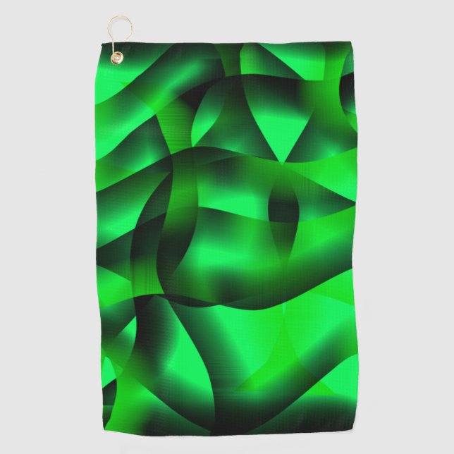 Serviette De Golf Curling vert citron vert et noir, avec ombre ? (Devant)