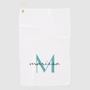 Serviette De Golf Custom Chic Ladies Nom Turquoise Monogram Golf Tow