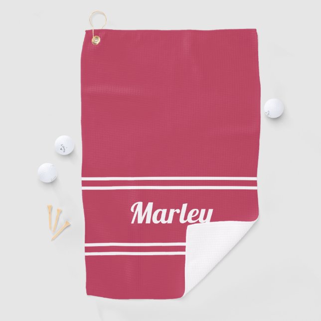 Serviette De Golf Custom Golfer Pro Sports Classic Nom Chic Magenta (En situation)