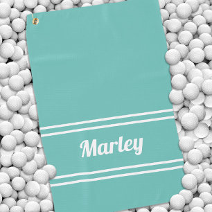 Serviette De Golf Custom Golfer Sports Classic Nom Monogramme Turquo