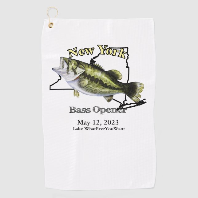 Serviette De Golf Custom Lake/Date New York Bass Opener Tower (Devant)