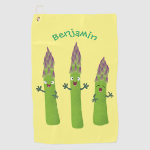 Serviette De Golf Cute asperges chantant un trio végétal dessin anim
