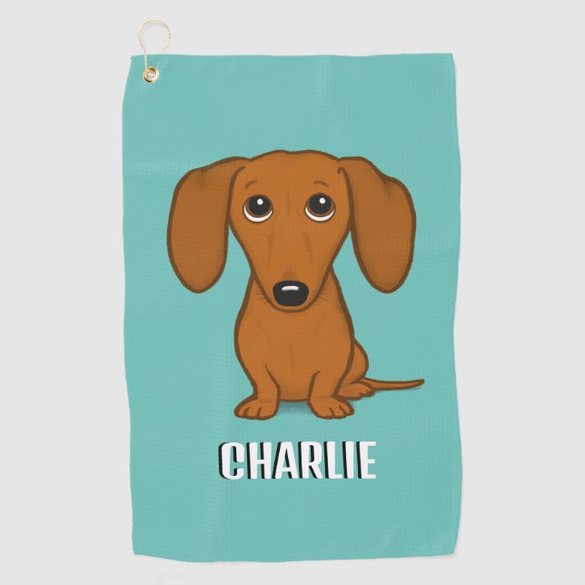 Serviette De Golf Cute Dachshund Nom personnalisé Wiener Dog (Devant)
